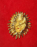 Kenneth Jay Lane KJL Gold-Tone Pave Set Rhinestone Lion Head Brooch Pin Vintage