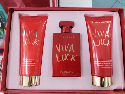 Trovogue 'Viva Luck' 3 PC RED Gift Set Eau de Parfum+Shower Gel+Body Lotion